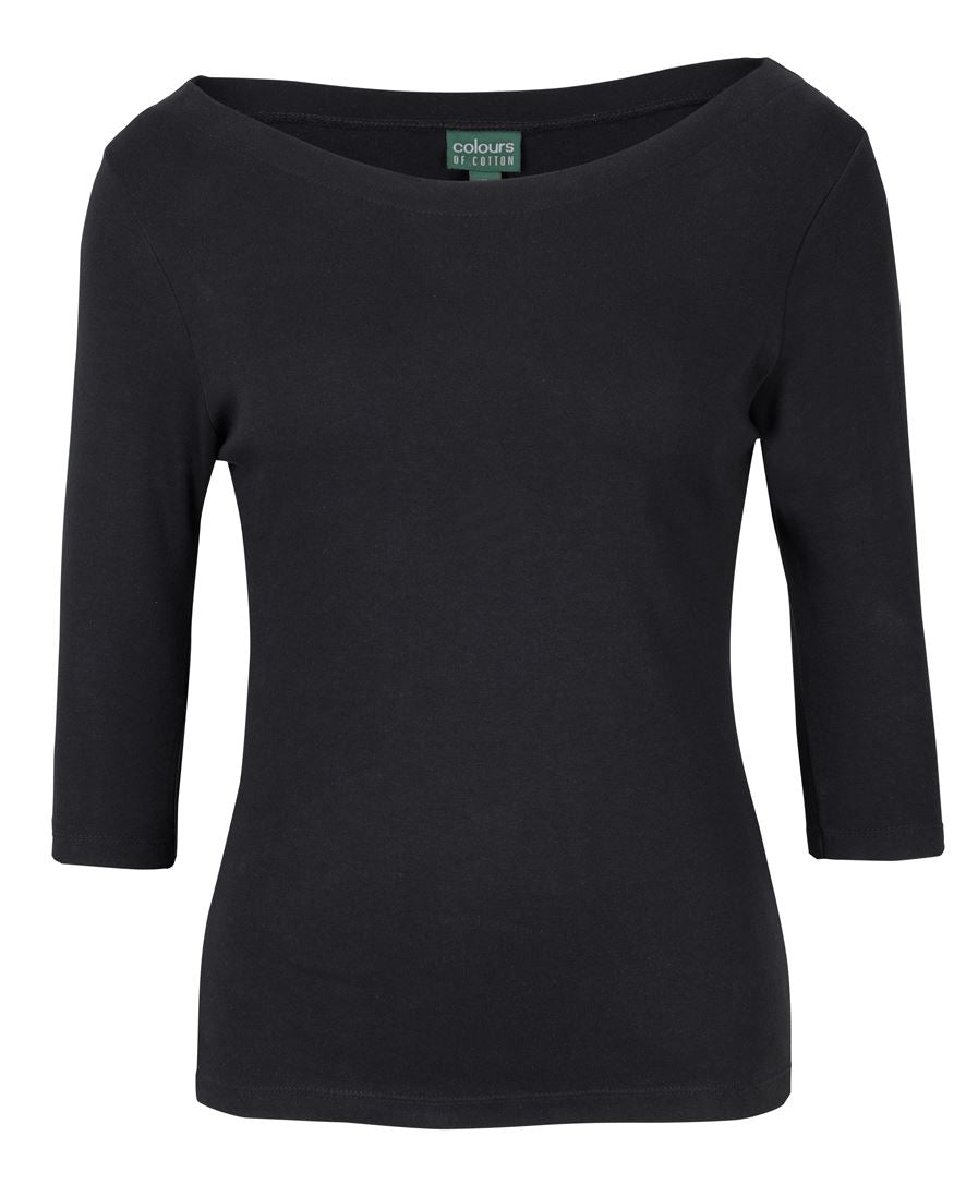1BT3 JB's C OF C Ladies 3/4 Sleeve Boat Neck Tee