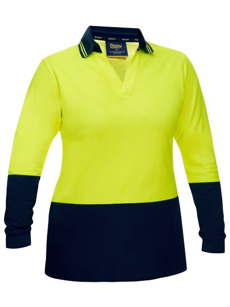 BKL6234 Bisley Womens Hi Vis V-Neck Polo Long Sleeve