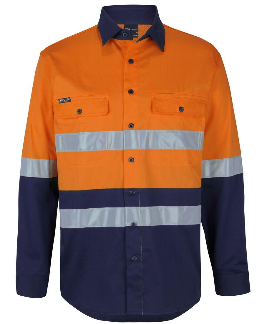 6DSWL JB's Hi Vis (D+N) L/S Stretch Work Shirt With Tape