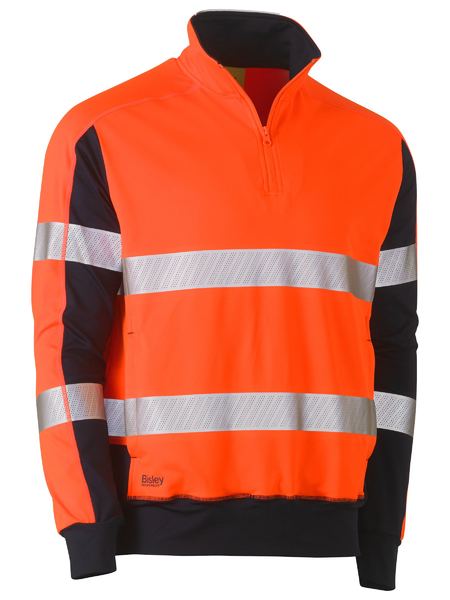Wholesale BK6817T Bisley Taped Hi Vis Stretchy Fleece Zip Pullover Printed or Blank