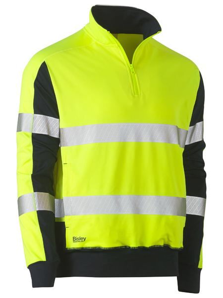 Wholesale BK6817T Bisley Taped Hi Vis Stretchy Fleece Zip Pullover Printed or Blank