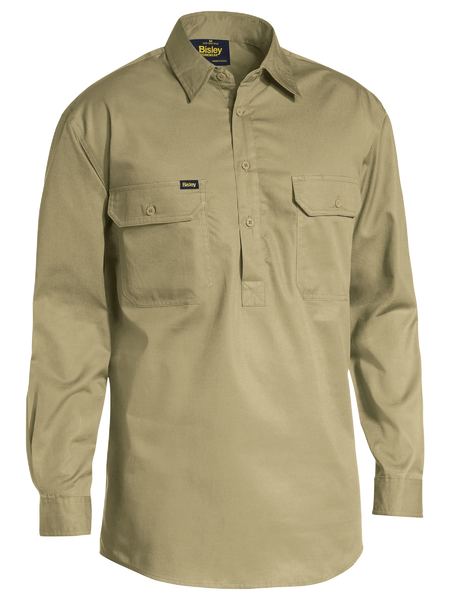 Wholesale BSC6820 Bisley Closed Front Light Weight Drill Shirt - Long Sleeve Printed or Blank