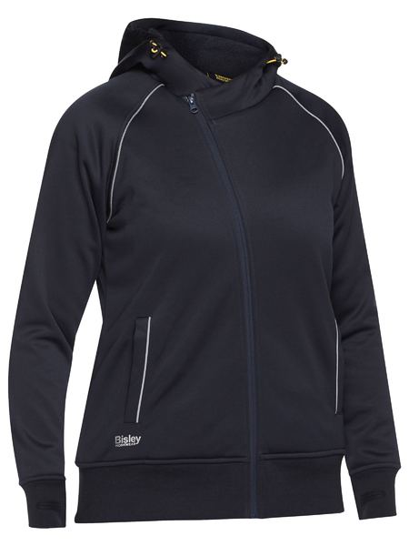 Wholesale BKL6925 BISLEY WOMEN'S FLEECE ZIP FRONT HOODIE WITH SHERPA LINING Printed or Blank