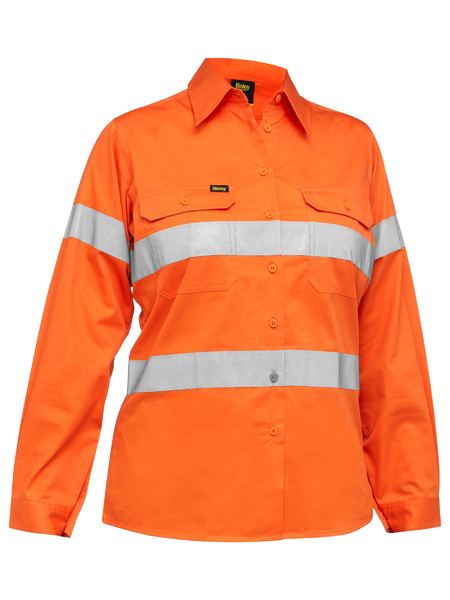 BL6897 Bisley Womens Taped Hi Vis Cool Lightweight Drill Shirt