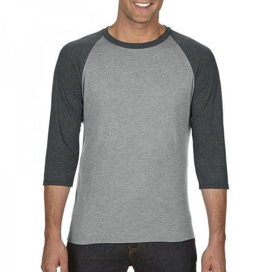 Wholesale 6755 Anvil Adult Tri-Blend 3/4 Sleeve Tee Printed or Blank