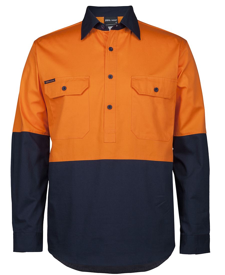 Wholesale 6HVCS JB's HV CLOSE FRONT L/S 150G WORK SHIRT Printed or Blank