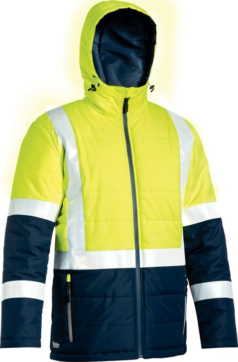 Wholesale BJ6929HT Bisley Taped Two Tone Hi Vis Puffer Jacket Printed or Blank