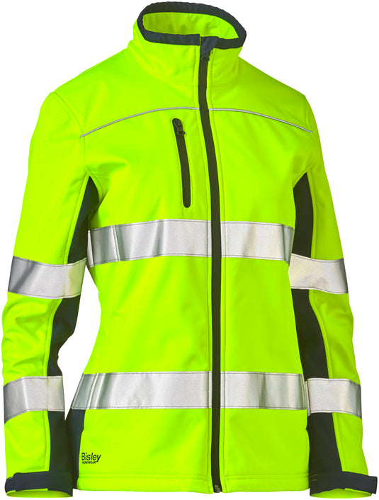 Wholesale BJL6059T Bisley Womens Taped Two Tone Hi Vis Softshell Jacket Printed or Blank