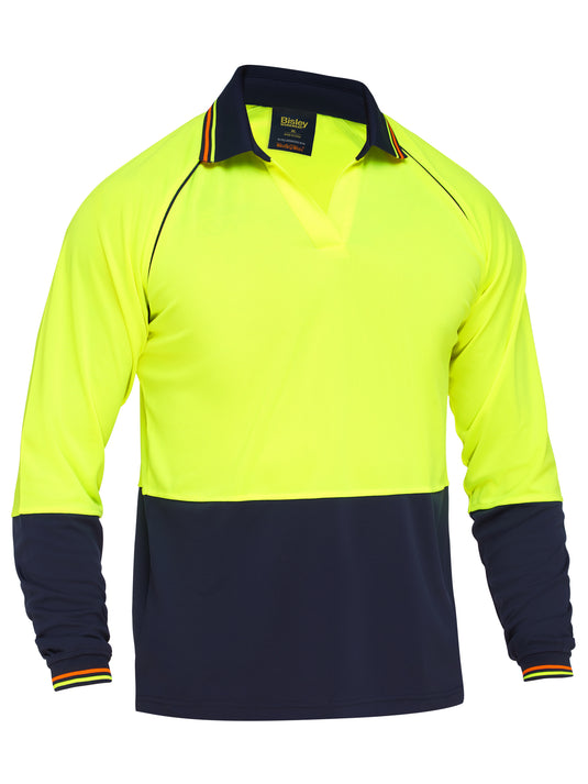 Wholesale BK6440 BISLEY TWO TONE HI VIS LONG SLEEVE POLO Printed or Blank