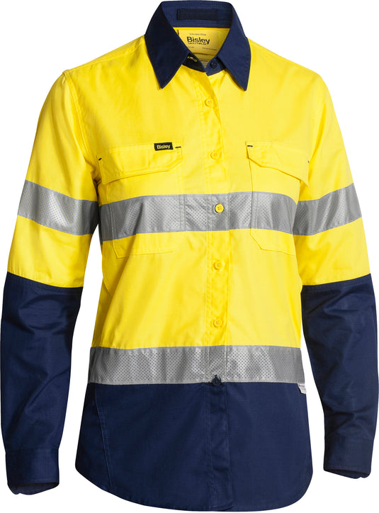 Wholesale BL6415T Bisley Womens 3M Taped Hi Vis X Airflow™ Ripstop Shirt Printed or Blank