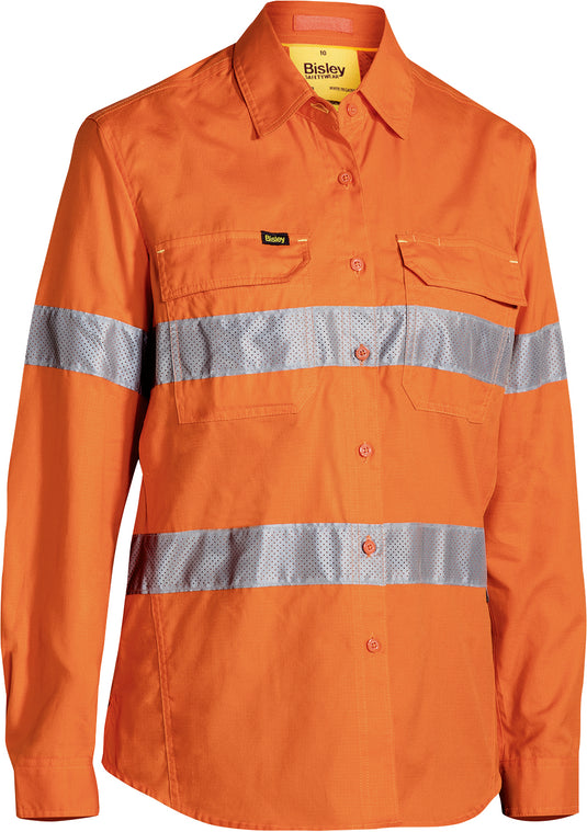Wholesale BL6416T Bisley Womens 3M Taped Hi Vis X Airflow™ Ripstop Shirt Printed or Blank