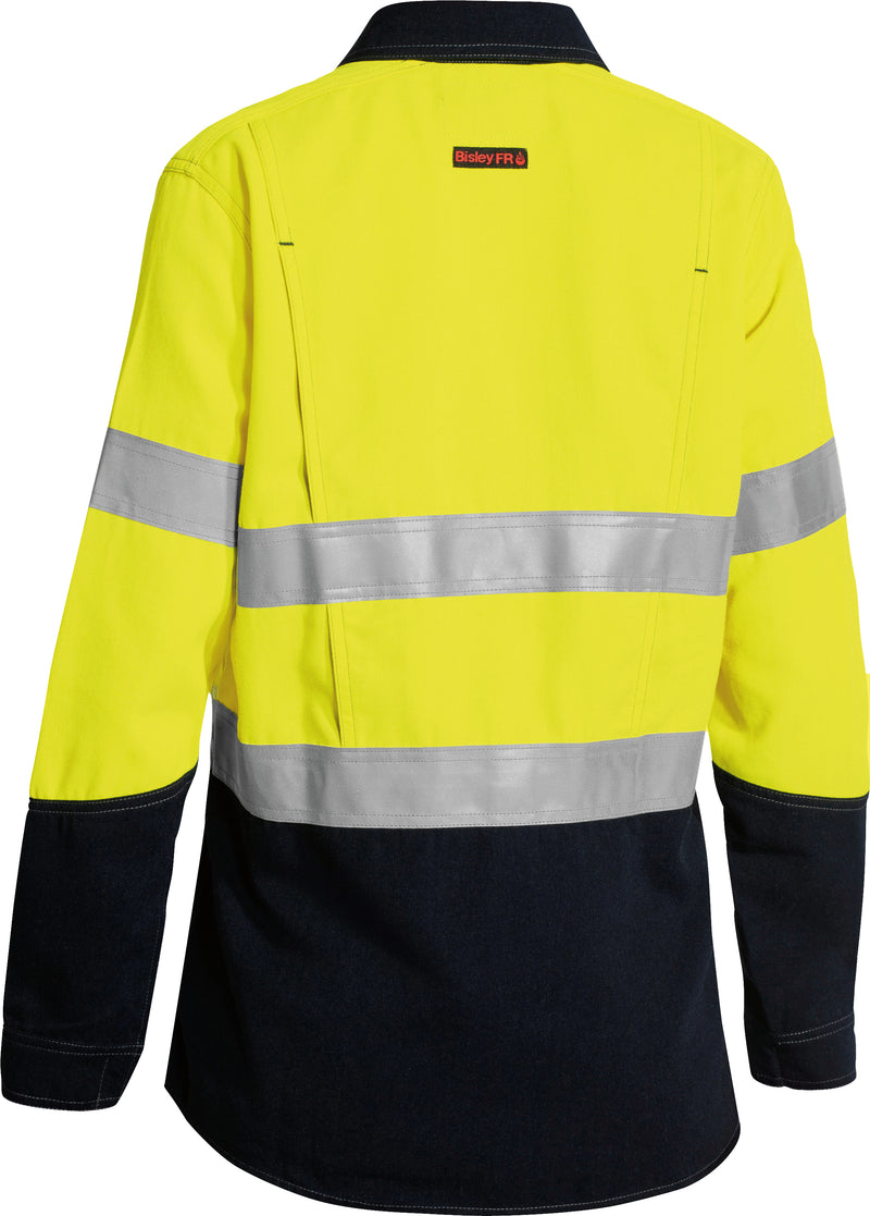 Load image into Gallery viewer, Wholesale BL8082T Bisley Womens Tencate Tecasafe Plus 700 Taped Two Tone Hi Vis FR Vented Long Sleeve Shirt Printed or Blank
