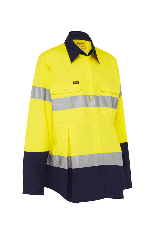 Wholesale BLM6456T Bisley 3M Taped Hi Vis Maternity Drill Shirt Printed or Blank