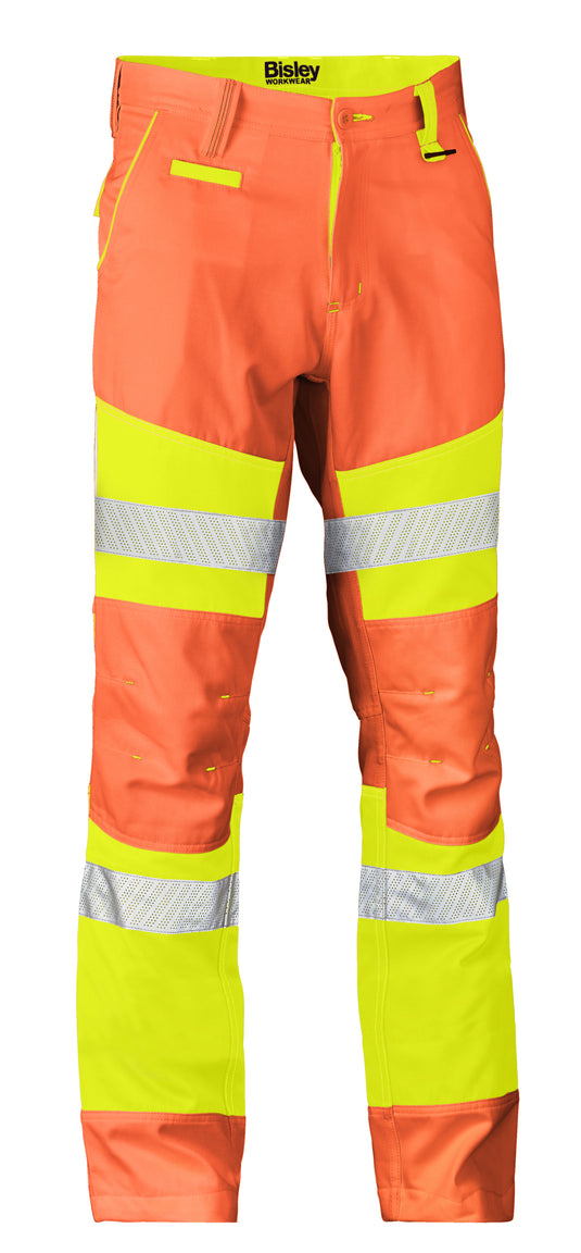 Wholesale BP6411T Bisley Taped Biomotion Double Hi Vis Pant - Regular Printed or Blank