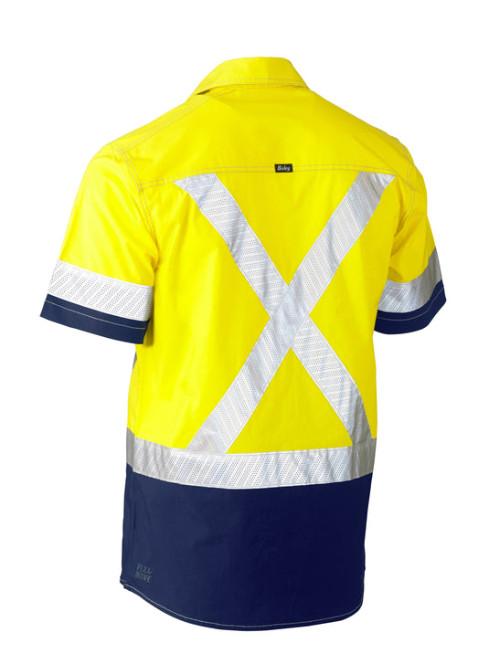 Wholesale BS1177XT Bisley Flex & Move™ Two Tone Hi Vis Stretch Utility Shirt - Short Sleeve Printed or Blank