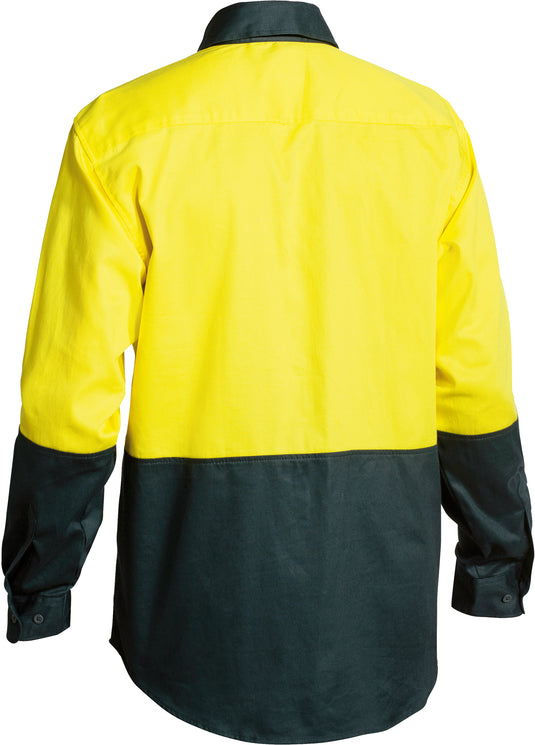 Wholesale BS6267 Bisley 2 Tone Hi Vis Drill Shirt - Long Sleeve Printed or Blank