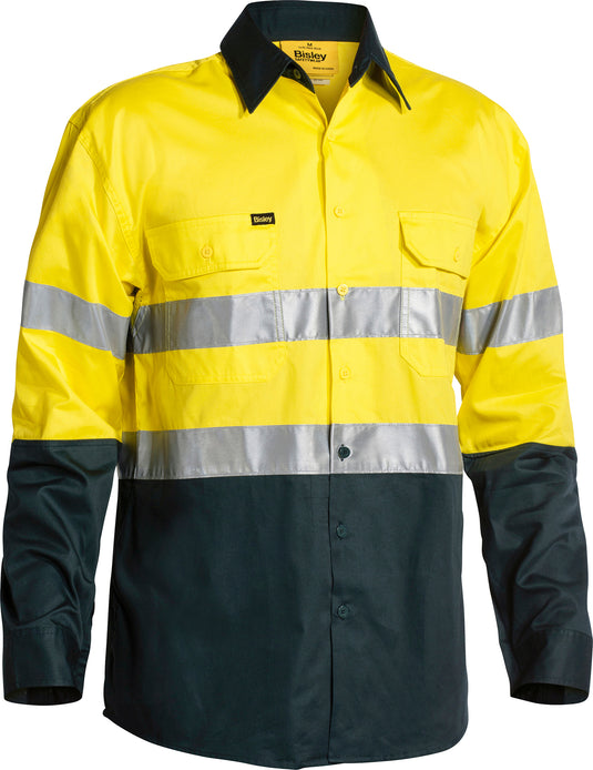 Wholesale BS6896 Bisley 3M Taped Two Tone Hi Vis Cool Lightweight Men's Shirt - Long Sleeve Printed or Blank