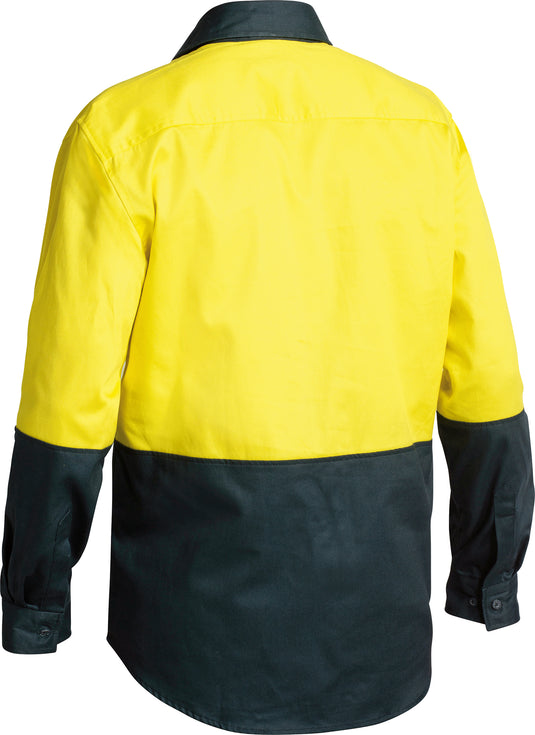 Wholesale BSC6267 Bisley 2 Tone Closed Front Hi Vis Drill Shirt - Long Sleeve Printed or Blank