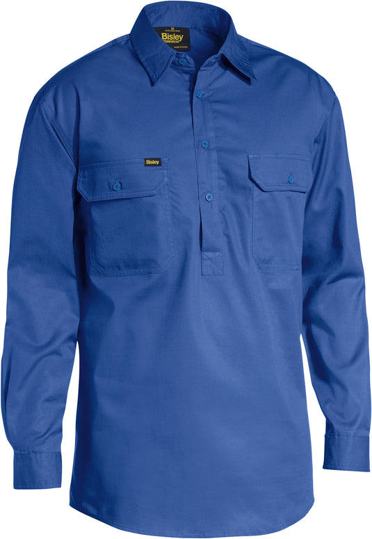 Wholesale BSC6820 Bisley Closed Front Light Weight Drill Shirt - Long Sleeve Printed or Blank