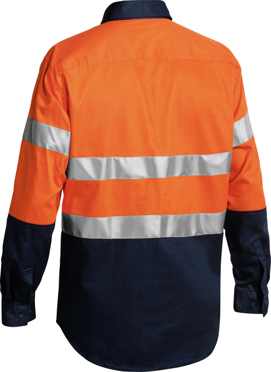 Wholesale BTC6456 Bisley 2 Tone Closed Front Hi Vis Drill Shirt 3M Reflective Tape - Long Sleeve Printed or Blank