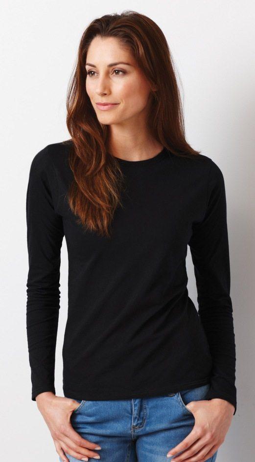 Wholesale Gildan 64400L Ladies Long Sleeve T-Shirt Printed or Blank