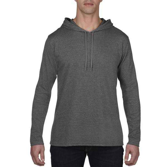 Wholesale 987 Anvil Long Sleeve Hooded T-Shirt Printed or Blank