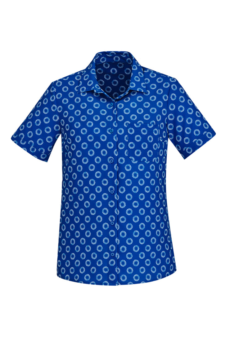 Wholesale CS948LS Biz Care Womens Florence Daisy Print Short Sleeve Shirt Printed or Blank