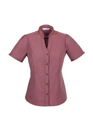 Wholesale S262LS BizCollection Chevron Ladies Stand Collar Shirt Printed or Blank