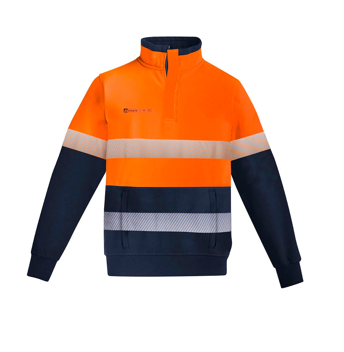 Wholesale Syzmik ZT150 MENS ORANGE FLAME HRC 2 HOOP TAPED 1/4 ZIP BRUSHED FLEECE Printed or Blank