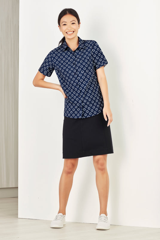 Wholesale CS948LS Biz Care Womens Florence Daisy Print Short Sleeve Shirt Printed or Blank
