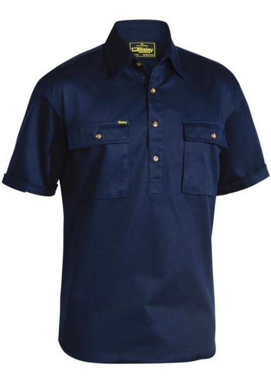 BSC1433 Bisley Closed Front Cotton Drill Shirt - Short Sleeve