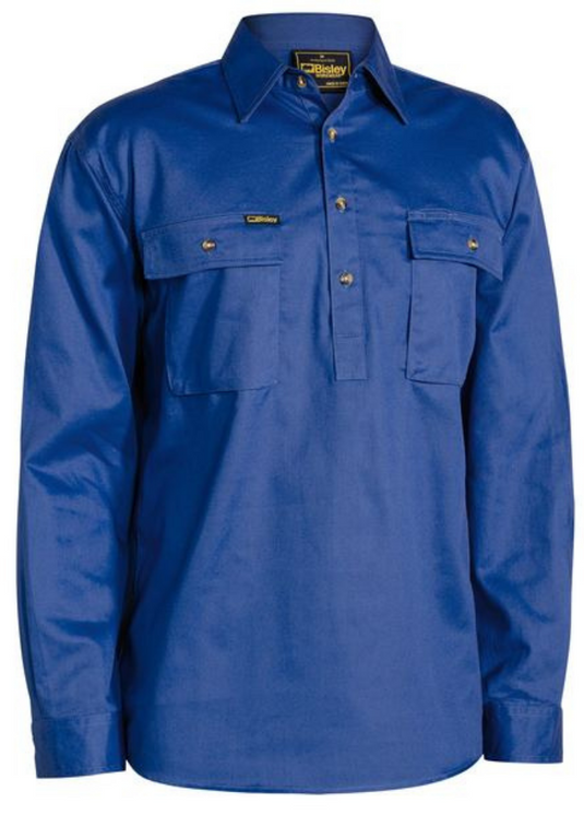 BSC6433 Bisley Closed Front Cotton Drill Shirt - Long Sleeve