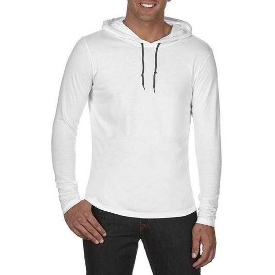 Wholesale 987 Anvil Long Sleeve Hooded T-Shirt Printed or Blank