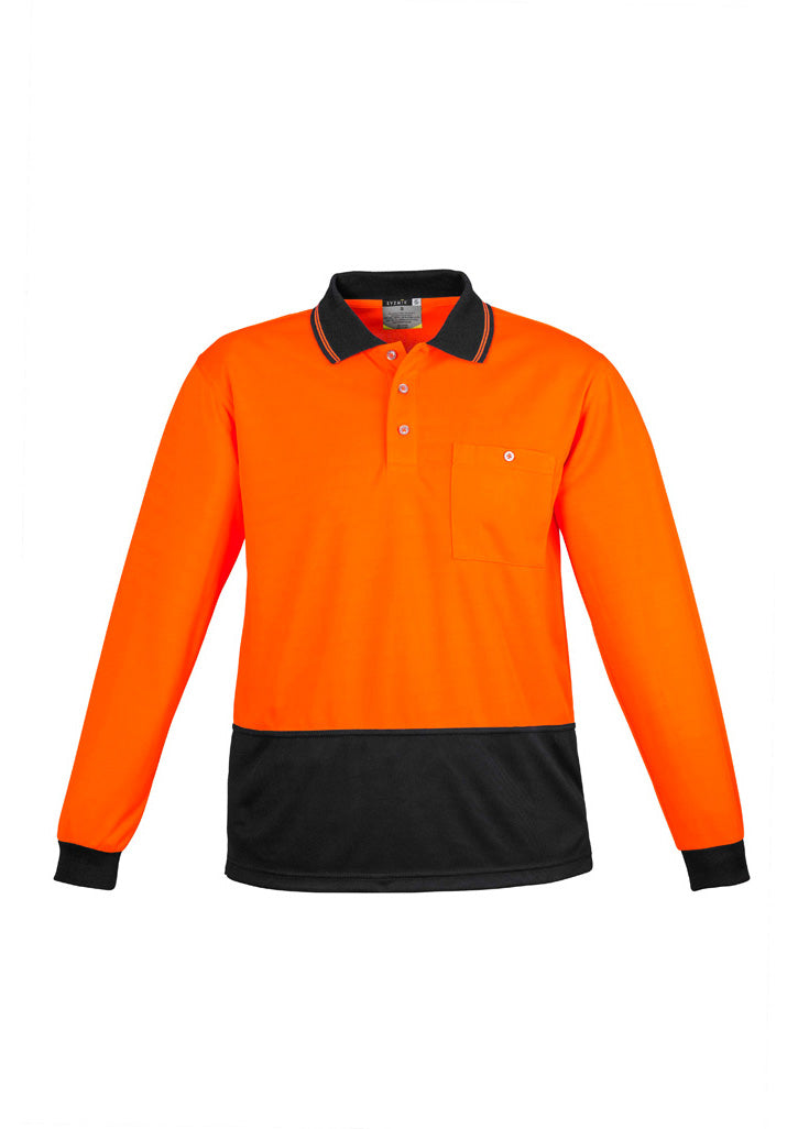 Wholesale ZH232 Hi Vis Basic Spliced Long Sleeve Polo Printed or Blank
