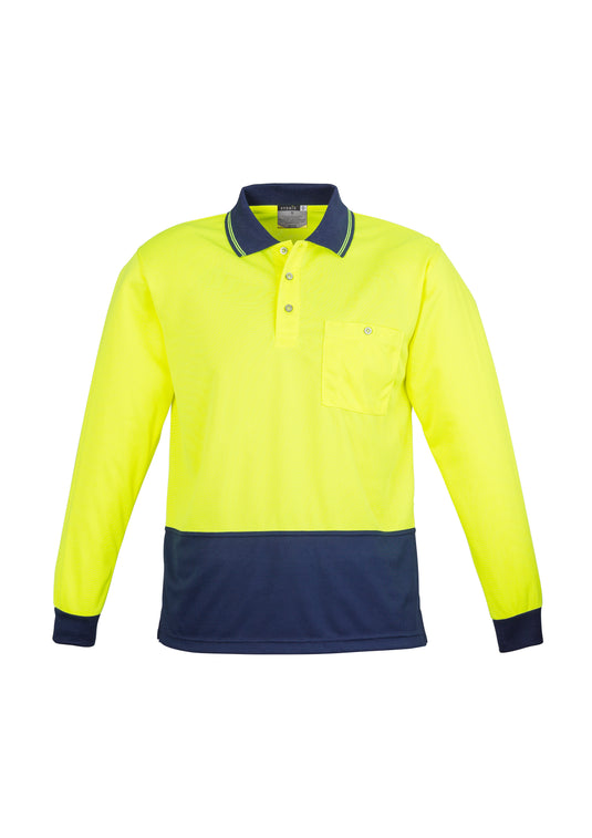 Wholesale ZH232 Hi Vis Basic Spliced Long Sleeve Polo Printed or Blank