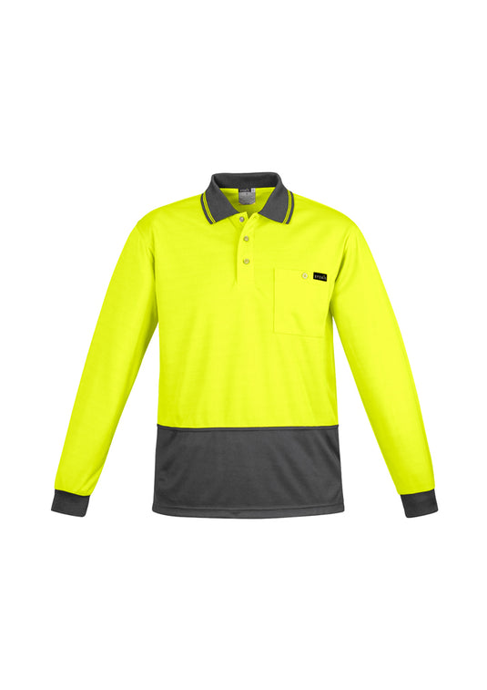 Wholesale ZH410 Syzmik Mens Comfort Back Fluro Long Sleeve Polo Shirts Printed or Blank