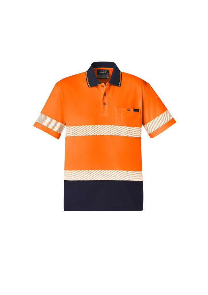 Wholesale ZH535 Unisex Hi Vis Segmented Short Sleeve Work Polos - Hoop Taped Printed or Blank