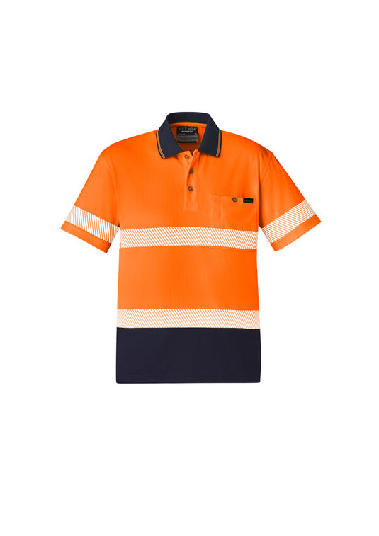 Wholesale ZH535 Unisex Hi Vis Segmented Short Sleeve Work Polos - Hoop Taped Printed or Blank