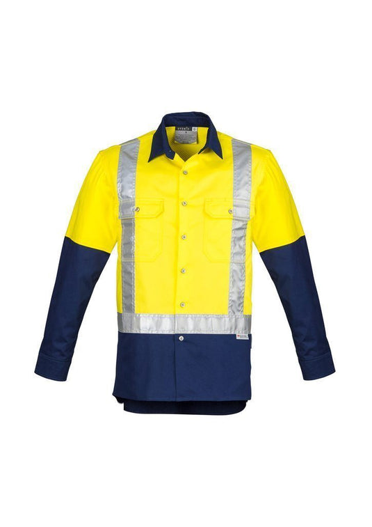 Wholesale ZW124 Hi Vis Spliced Industrial Shirt - Shoulder Taped Printed or Blank