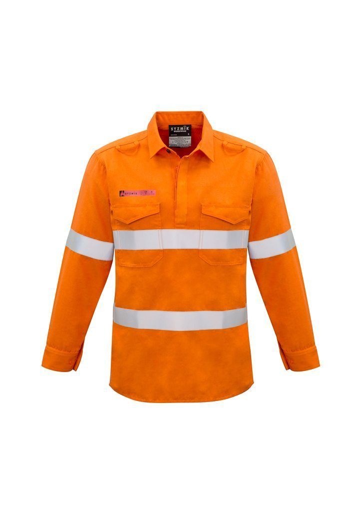 Wholesale ZW134 Syzmik Fire Resistant Closed Front Hooped Taped Shirt Hi Vis Printed or Blank