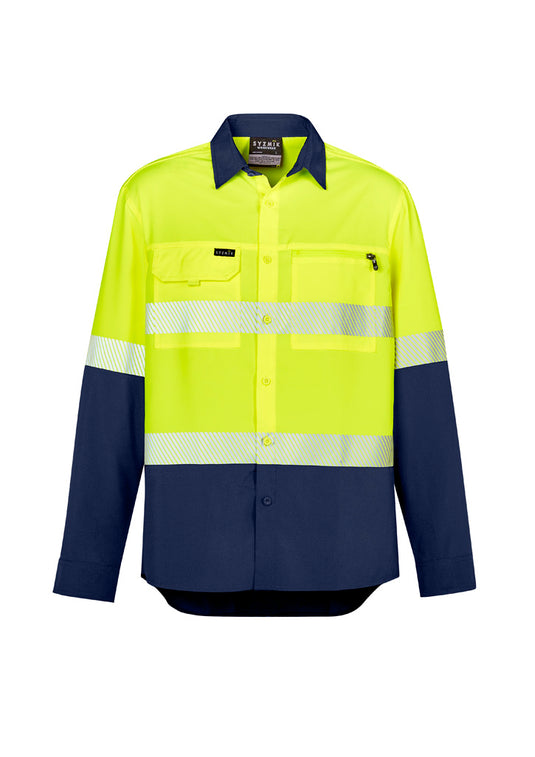 Wholesale ZW470 Syzmik Mens Hi Vis Outdoor Segmented Tape L/S Shirt Printed or Blank