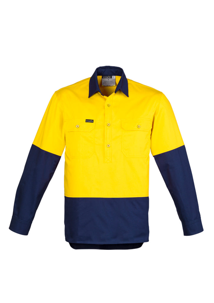 Wholesale ZW560 Syzmik Mens Hi Vis Closed L/S Shirt Printed or Blank