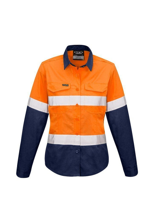 Wholesale ZW720 Womens Rugged Cooling Taped Hi Vis Spliced L/S Shirt Printed or Blank