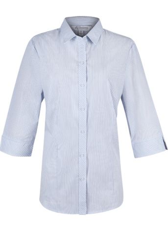 Load image into Gallery viewer, Wholesale 2906T Aussie Pacific Ladies Bayview Wide Stripe 3/4 Sleeve Shirt Printed or Blank
