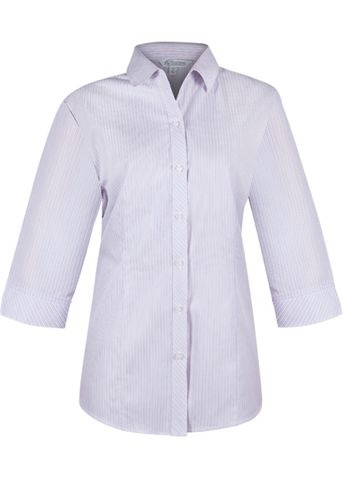 Wholesale 2906T Aussie Pacific Ladies Bayview Wide Stripe 3/4 Sleeve Shirt Printed or Blank