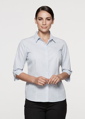 Load image into Gallery viewer, Wholesale 2906T Aussie Pacific Ladies Bayview Wide Stripe 3/4 Sleeve Shirt Printed or Blank
