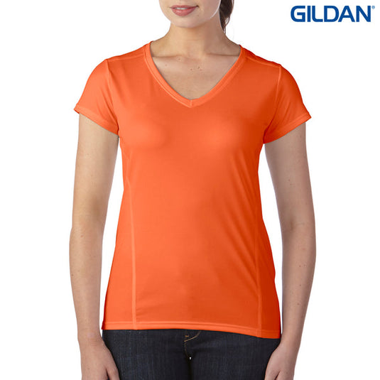 47V00L Gildan Performance Ladies’ V-Neck Tech T-Shirt - Seconds