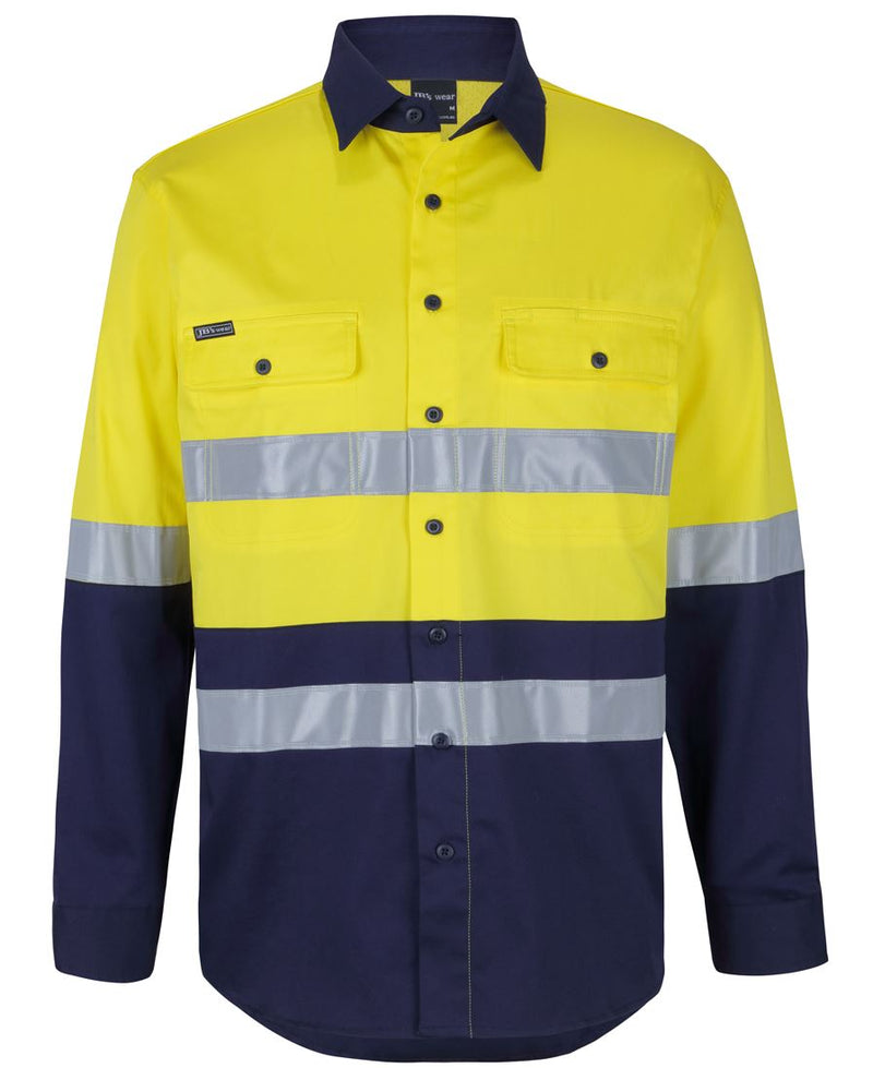Load image into Gallery viewer, 6DSWL JB&#39;s Hi Vis (D+N) L/S Stretch Work Shirt With Tape
