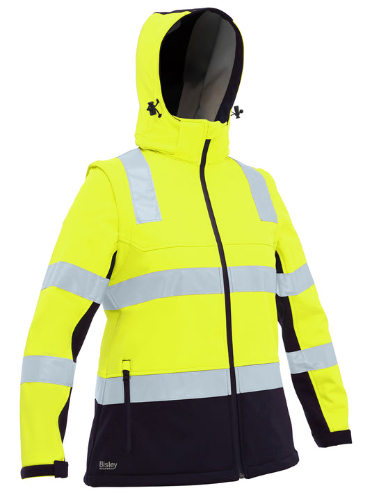 BJL6078T Bisley Womens Taped Two Tone Hi Vis 3-In-1 Soft Shell Jacket