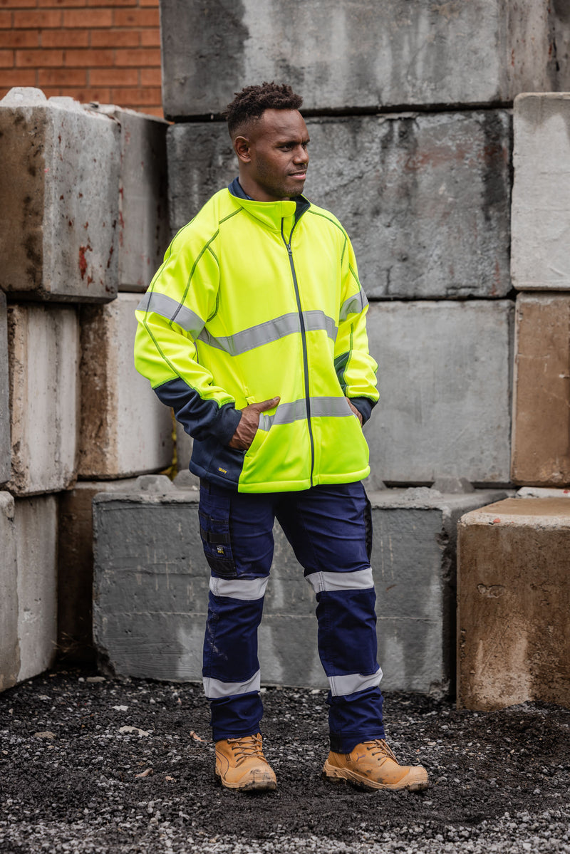 Load image into Gallery viewer, BK6611T Bisley Men&#39;s Taped Hi Vis Zip Front Fleece
